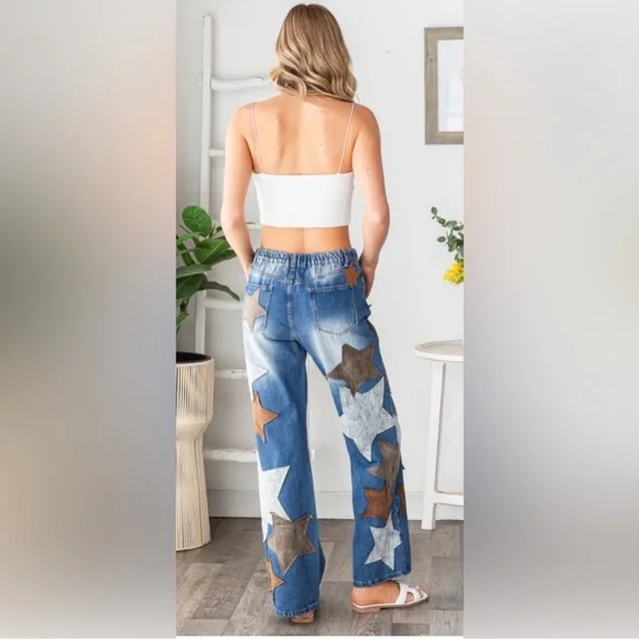 Oli & Hali Denim Jeans with Star Accents - Picture 3 of 4